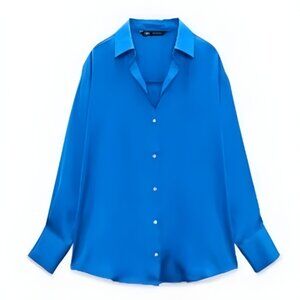 Electric Blue Silk Zara Blouse